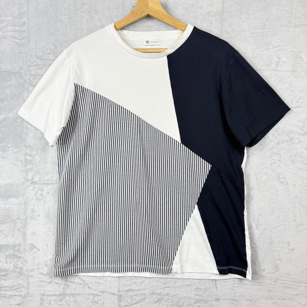 TK Takeo Kikuchi Geometric Panel T-Shirt Size L Black White Japanese Designer